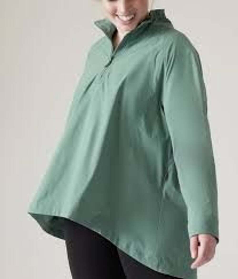 Athleta Advantage Poplin Jacket Quarter Zip Teal Size M